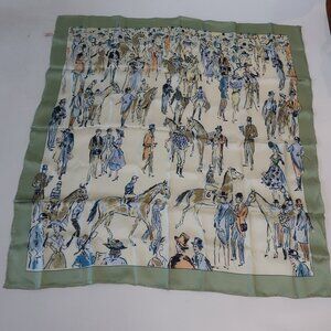 Womens Codello Sage Ivory Muted Multicolor Silk Equestrian Race Day Scarf